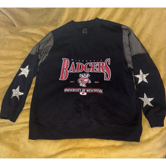 Women’s Game day Victory Black Wisconsin Badgers Rhinestone Sweatshirt Medium - Picture 7 of 16